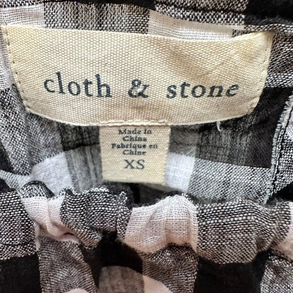 Anthropologie Cloth & Stone Black & White Gingham Halter Top‎ Tie Back Beachy XS - Picture 5 of 5